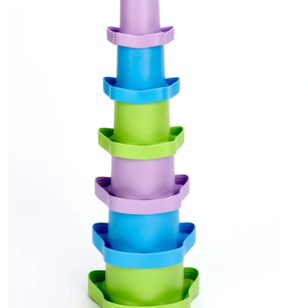 My First Stacking Cups - 6pc Color & Shape Identification bath toy Green toys